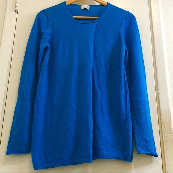 TSE Square Neck Wrap Cashmere Sweater Reverse Stitched Blue Size Large. - Picture 6 of 16
